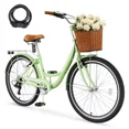 thumbnail image 4 of Mooncool 24 & 26 Inch Beach Cruiser Bike for Women, 7 Speed Commute Bike for Adults, Womens Bicycle with Ratten Basket & Rack, Multiple Color, 4 of 12