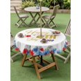thumbnail image 4 of Outdoor Tablecloth with Umbrella Hole for Patio/Picnic/Party/Camping, 4th of July Waterproof Table Cloth Round Cover Washable, Summer Red Blue Patriotic Flowers Leaves (Dia 54"), 4 of 9