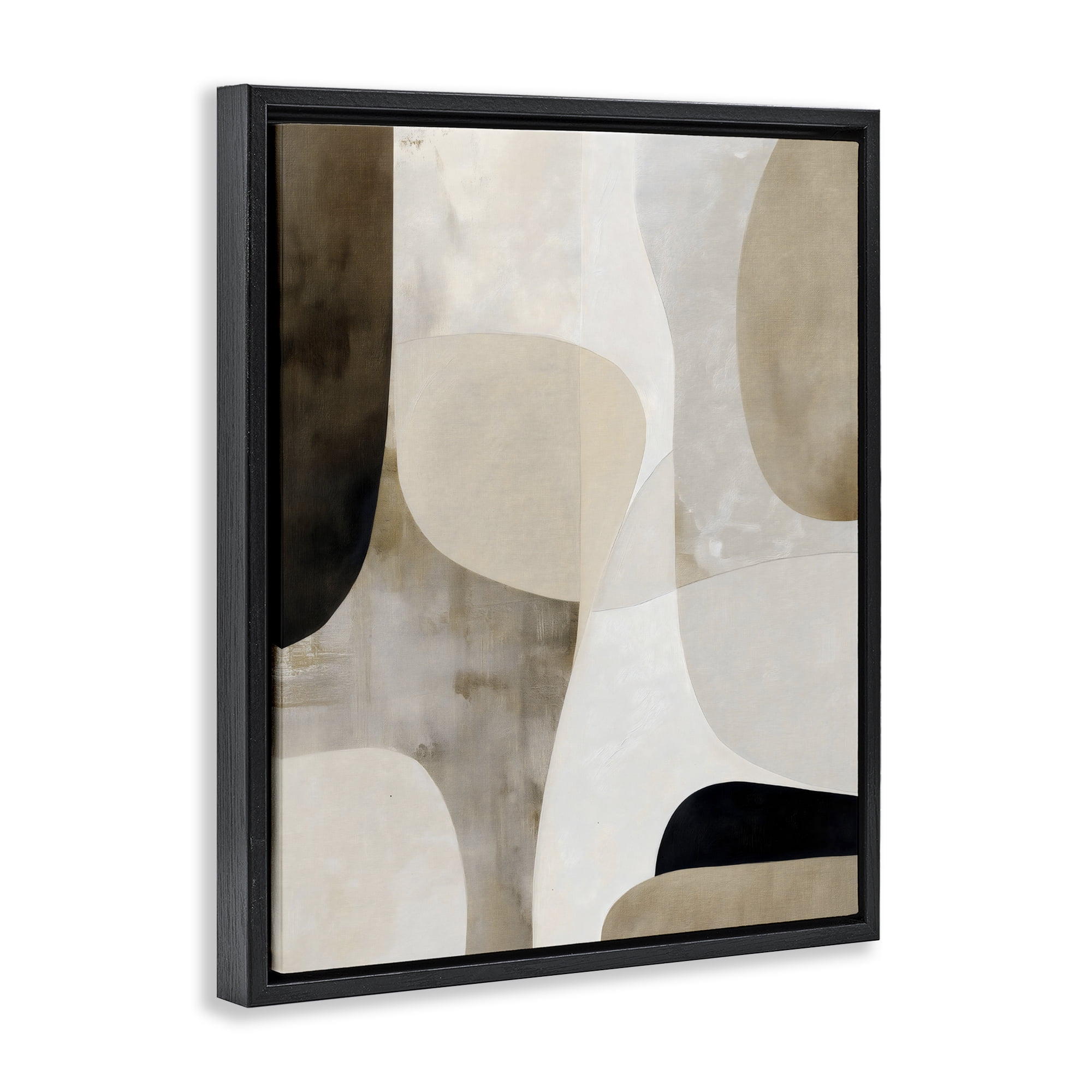 Stupell Industries Tan Shapes Organic Balance Black Framed Floater Canvas Wall Art, design by Ink Drop Loft