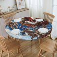 Christmas elk Round Tablecloth Fitted Elastic Table Waterproof Table