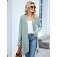 thumbnail image 3 of Women Solid Color Cardigan Sweater Open Front Long Casual Beach Kimonos Outfits Dark Green M, 3 of 8