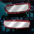thumbnail image 4 of Bling Car Rearview Mirror Cover, Elastic Plush Bling Car Rear View Mirror Cover, Crystal Rhinestone Bling Car Interior Accessories for Women Universal Fit - Red Red, 4 of 5