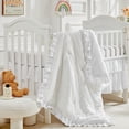 thumbnail image 1 of Juego de ropa de cama Flysheep para cuna con mechones, 3 piezas, 86 x 109 cm, blanco, 1 of 7