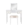 thumbnail image 4 of Linon Coiffeuse Papillon et Tabouret Rembourré Miroir Relevable 2 Tiroirs en Bois Blanc, 4 of 16