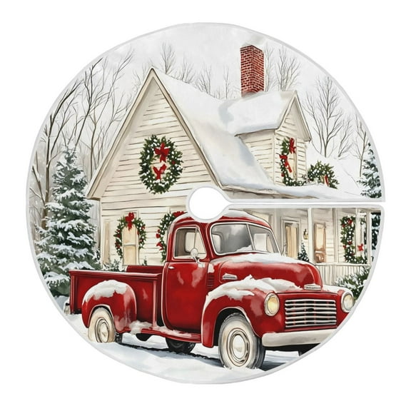 Ryvnso Christmas Tree Skirt Christmas Farmhouse Truck Xmas Tree Skirts Ornament Home Decorations 35.4"