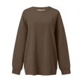 thumbnail image 1 of Womens Crewneck Sweatshirt Oversized Fall Basic Solid Color Sweatshirt Crewneck Long Sleeve Casual Top Drop Shoulder Design Chandail Sport Femme Coffee S, 1 of 3