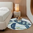 thumbnail image 4 of Blue Teal Coastal Round Rug 4ft Area Rug Washable Soft Non-Slip 4' Circle Low Pile Rugs Sea Turtle Summer Beach Starfish Carpet for Bedroom Living Room Entryway Home Office Dining Room, 4 of 8