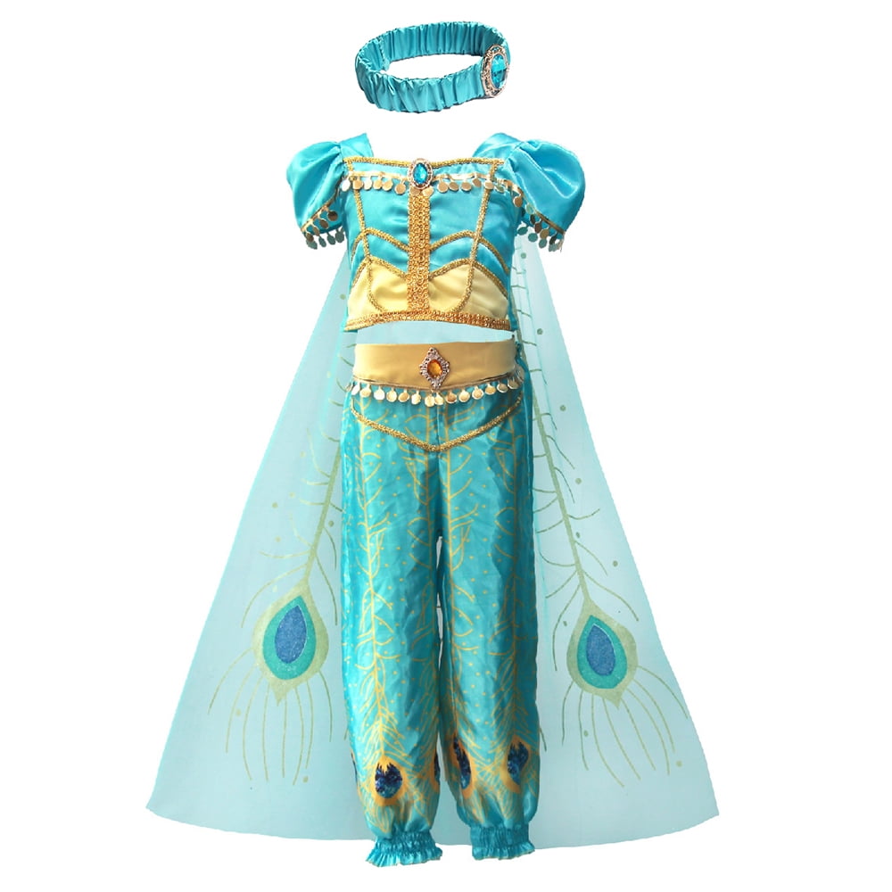 Pretend Play Jerrisapparel Girls Princess Jasmine Costume Halloween Cosplay Party Dress Up Role 