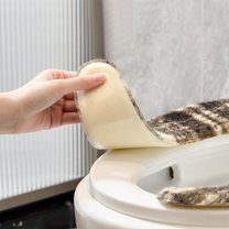 YgkuHd Toilet Seat Cover, Thickened Universal Toilet Seat Cushion Adhesive Cushion Sitting Toilet Cover Warm Version Washable Toilet Seat Cushion Household Toilet Collar (Black)