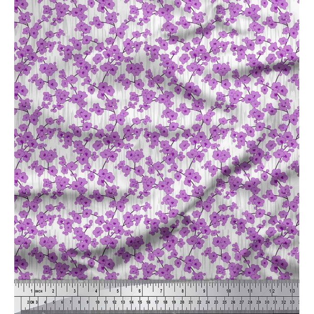 Soimoi Modal Satin Tissu Imprimé Floral Artistique 1 Yard 42 Inch Wide