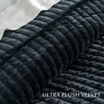 thumbnail image 5 of EVERGRACE Velvet Quilt Set King Size, Luxurious Soft Striped Channel Bedding Set, Lightweight Velvet Comforter for All Season, Oversized Bedspread Coverlet with 2 Matching Shams, Black, 5 of 8