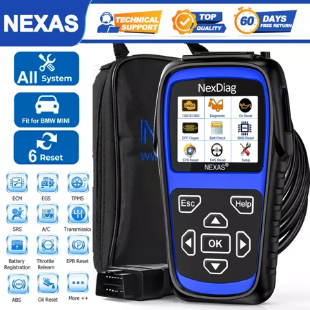 NEXAS ND601 OBD2 Diagnostic Scanner for BMW & MINI Multi-System Automotive Diagnostic Maintenance Tool DPF Regen Code Reader