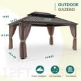 thumbnail image 4 of INTER HUT 12x16 FT Outdoor Hardtop Gazebo with Nettings and Curtains, Aluminum Frame Galvanized Double Roof Pavilion Gazebo, Brown Frame, 4 of 7