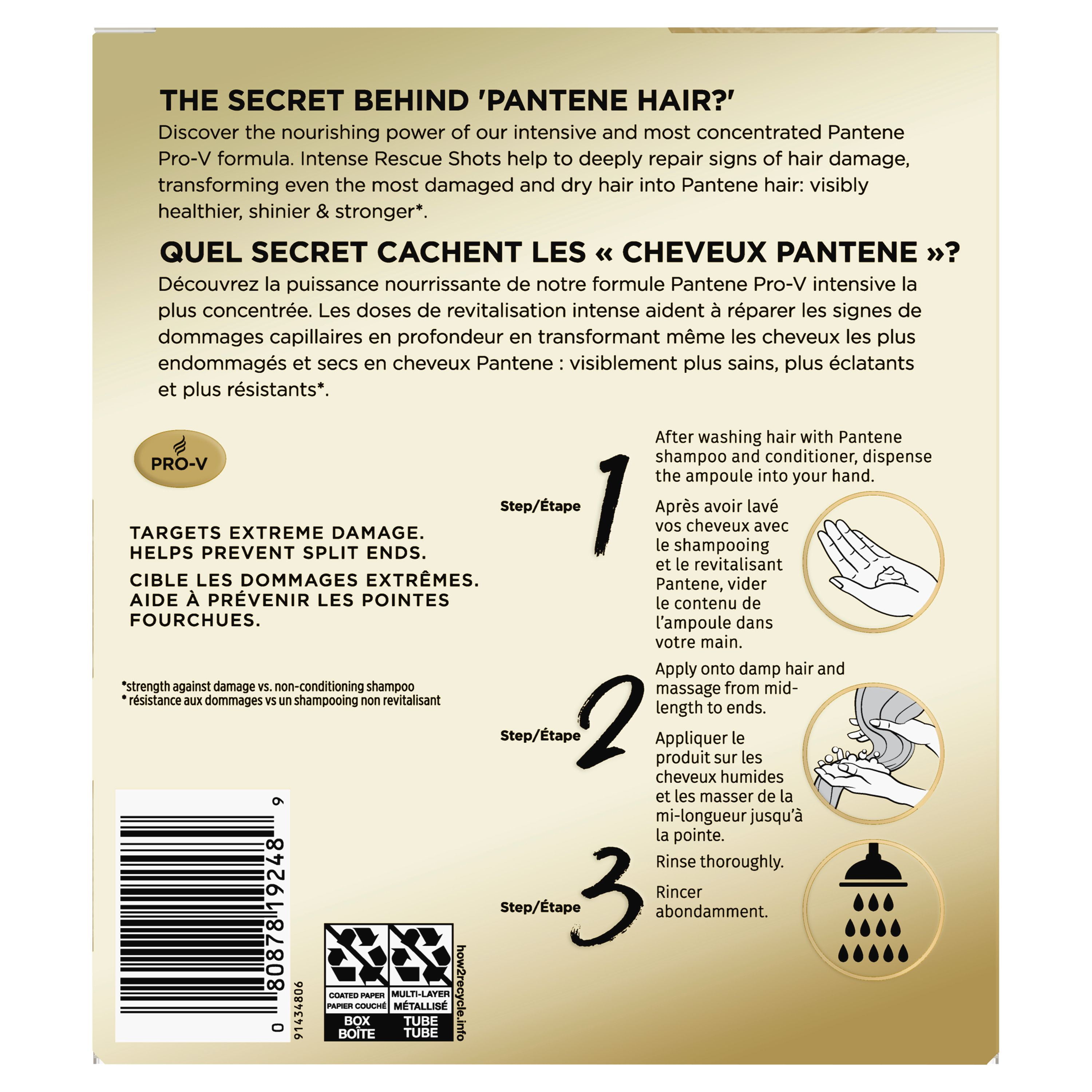 Pantene Miracle Intense Rescue Shots Dry Hair Treatment, 4 Count, 15 mL each