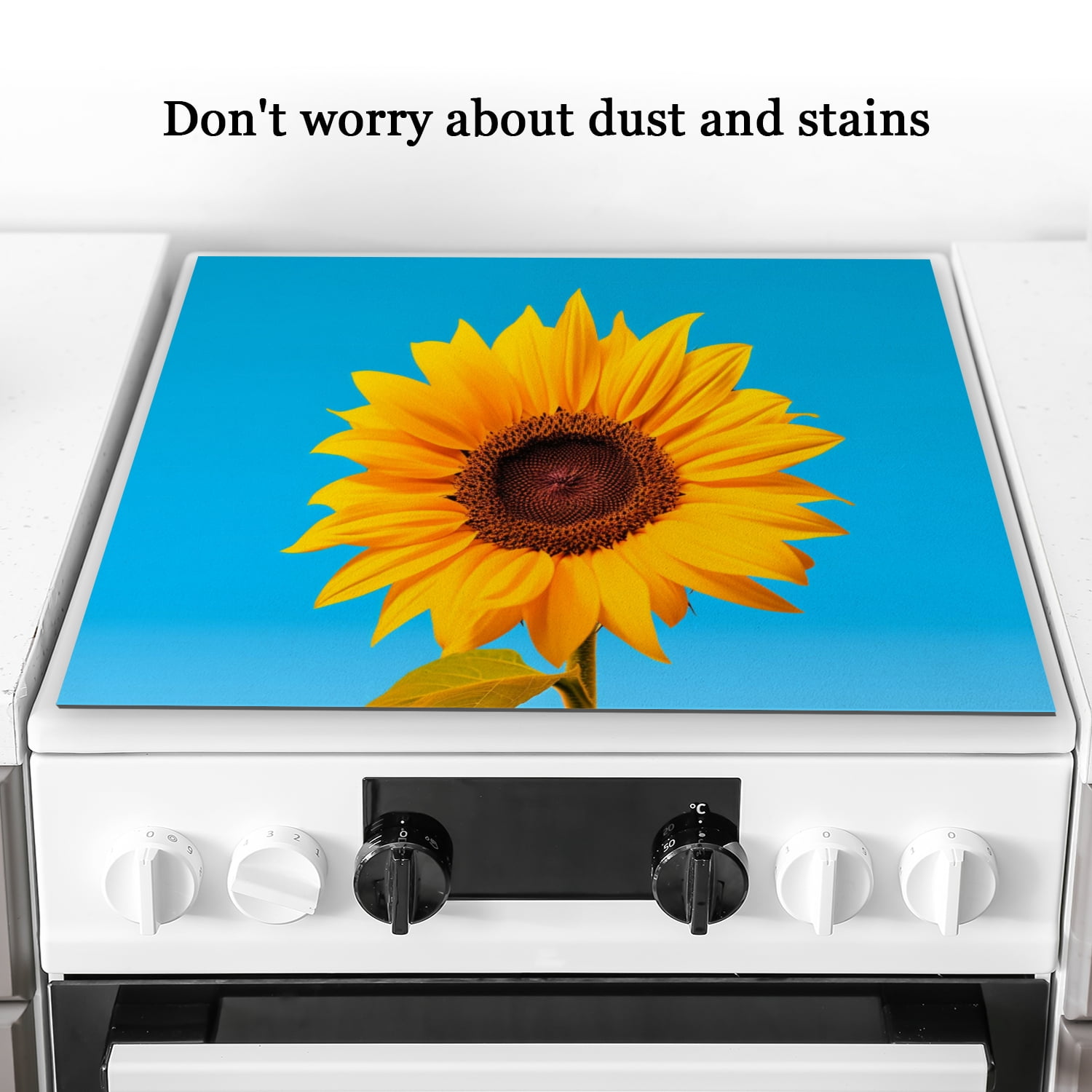Stove Top Covers for Gas Burners, Sunflower on Blue Sky Print Foldable Stove Mat, Waterproof Oven Covers, Decorative Induction Mat for Kitchen RV (28×20 Inch)