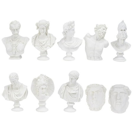 

10pcs Miniature Greek Bust Model Mini Resin Plaster Bust Statue Desktop Ornament Painting Model