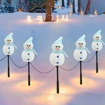 EWASWON Christmas 5-in-1 Solar Snowman Christmas Stake Lights, Blue Outdoor Holiday Decor for Garden Patio Lawn, Auto On/Off, Waterproof Xmas Decoration