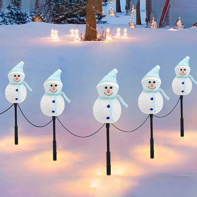 Decoraciones navideñas, luces solares LED navideñas con forma de muñeco de nieve, luces con enchufe de tierra, decoración navideña, luces decorativas para exteriores, jardines, patios y césped. Luces