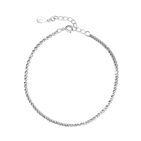 Immemorialm Silver Anklet,Adjustable Sparkling Foot Chain Jewelry with Gift Box
