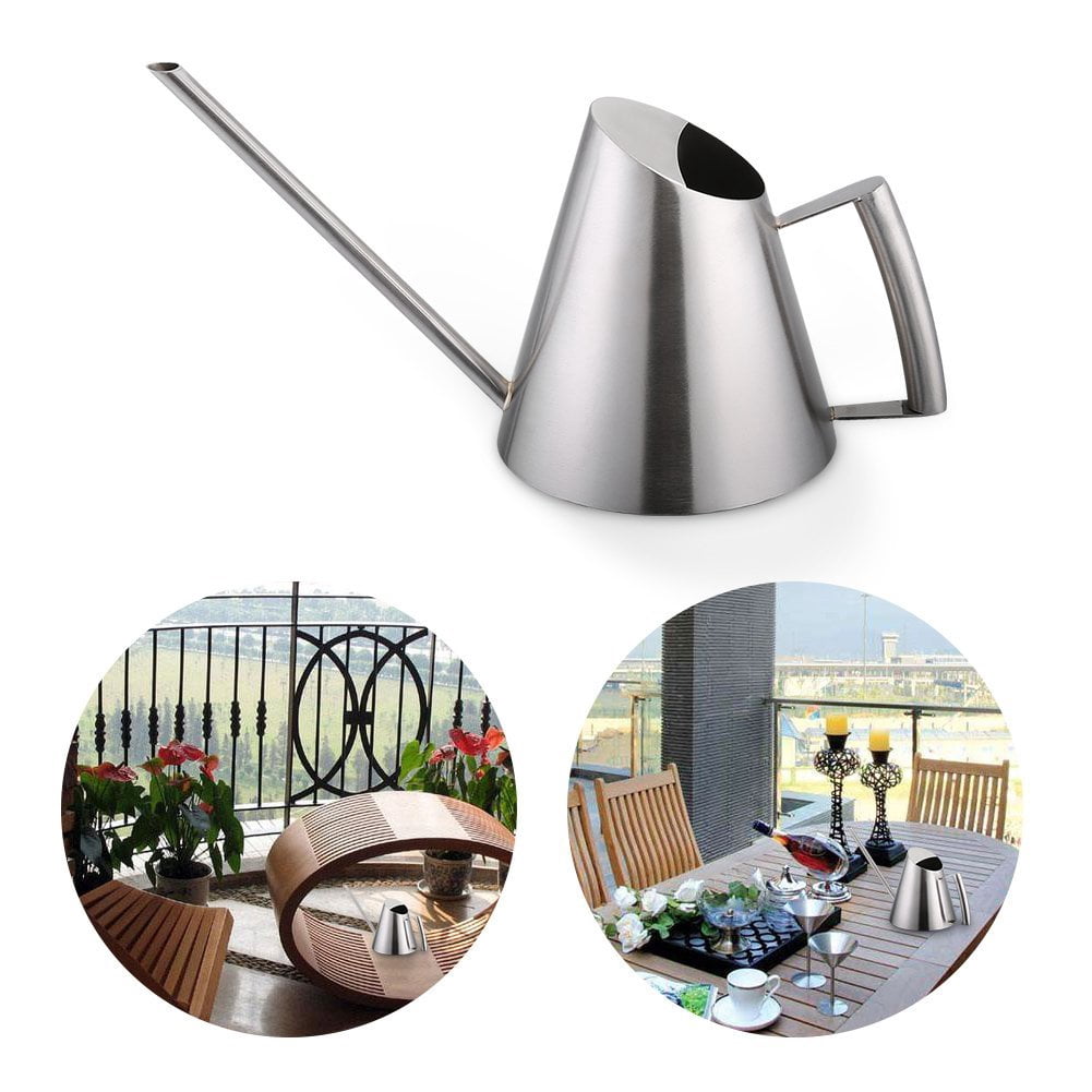 400ml Watering Can, Stainless Steel Long Spout Watering Pot, Mini Modern, Brushed Sliver Flower Plant Watering Can Pot, Gardening Tool for for Home Office
