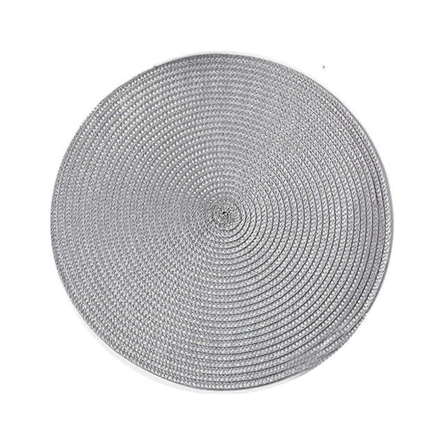 Advancent Mantel Individual de forma redonda, posavasos de estilo escandinavo, manteles individuales de aislamiento térmico tejidos, Mostrada Plata