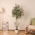thumbnail image 5 of 6 Feet (72'') Artificial Olive Tree Fluffy Plants Indoor for Home Corner, Faux Olive Tree for Modern Home Office Living Room Floor Decor Indoor, 5 of 6