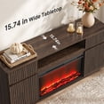 thumbnail image 3 of PAPROOS 64" Modern Fluted Fireplace TV Stand for TVs up to 70", 30" Electric Fireplace Entertainment Center with Storage Drawers, Walnut, 3 of 10