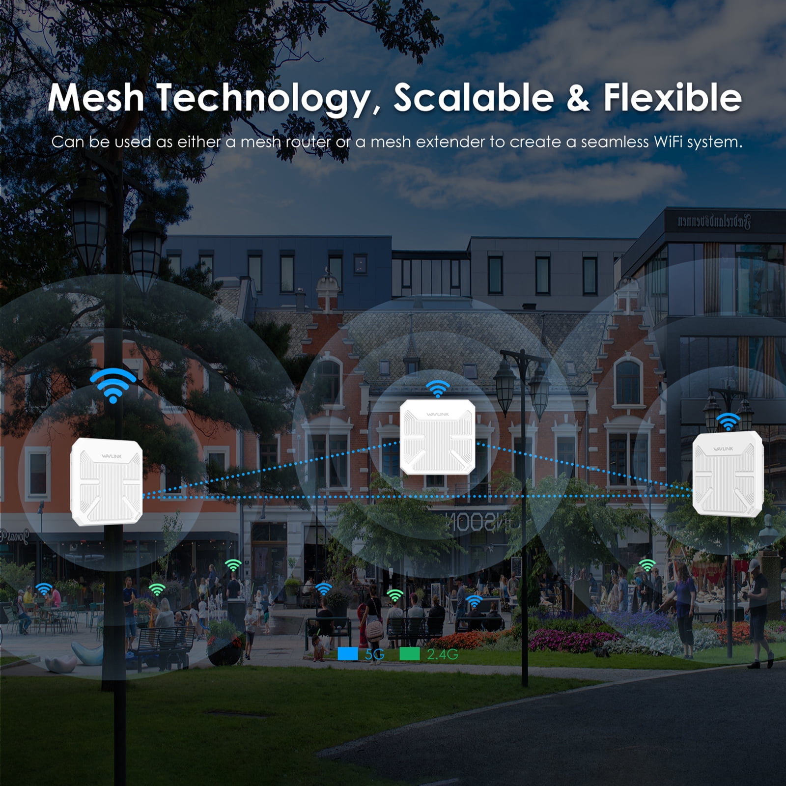 AX3000 Dual Band WiFi Router WiFi6 Extender, WiFi Repeater with PoE, IP67 Weatherproof for Outdoor