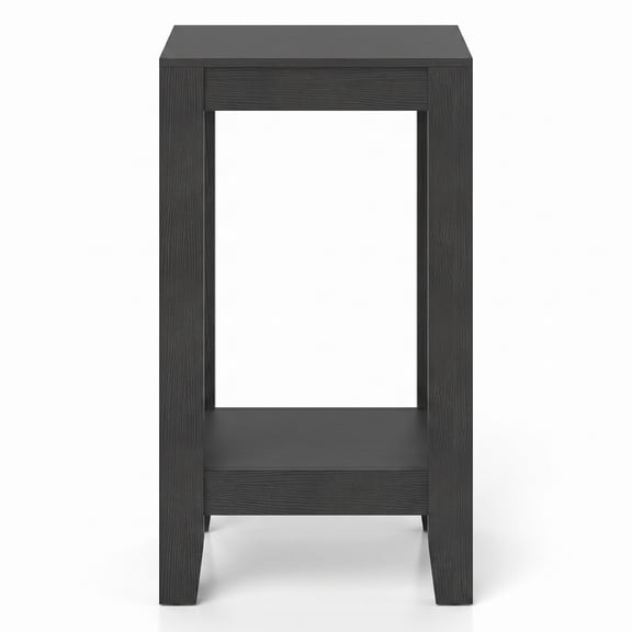 Furnibear 2-Tier Nightstand End Table with Wood Legs, Bottom Storage Shelf and Anti-Tip Kits for Bedroom Living Room or Dorm, Black