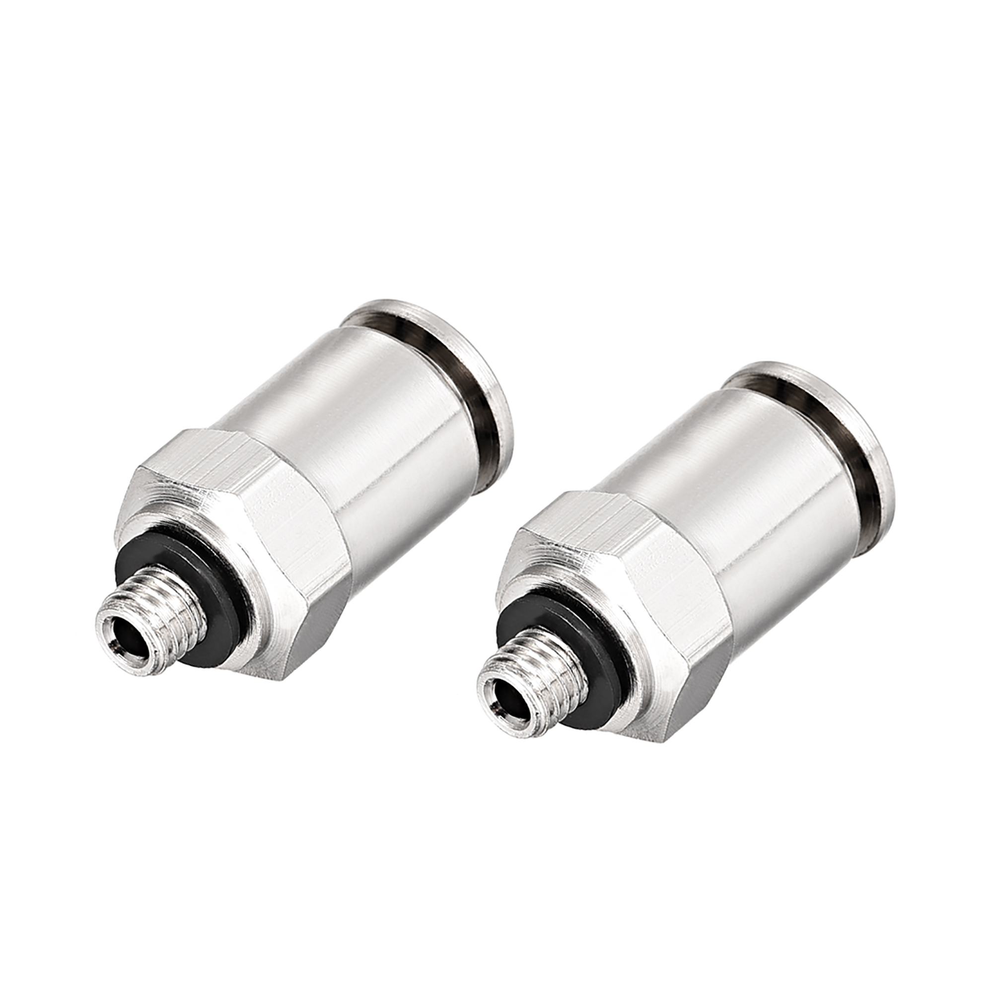 6mm Tube to M5 Push Lock Fittings, Brass Nickel Plating Extended Air
