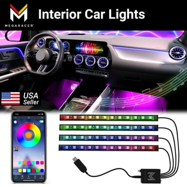Mega Racer Interior Car Lights - USB Plug, Phone App Control - 16 Million  RGB Colors, 4 LED Strips