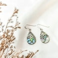 thumbnail image 3 of Floral Vine Ornate Teardrop Abalone Shell Sterling Silver Earrings, 3 of 8