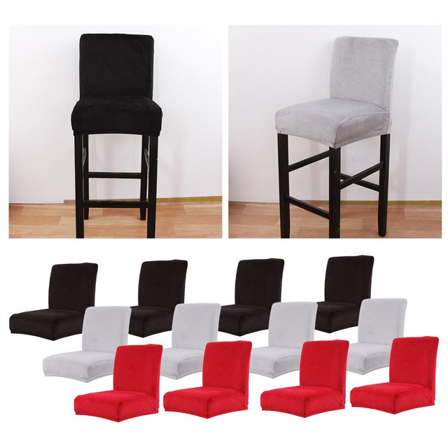 de silla de comedor elásticas de 12X de silla de comedor extraíbles suaves para decoración para hogar tres BLESIY Funda de asiento de terciopelo con respaldo bajo