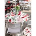 thumbnail image 4 of Outdoor Tablecloth with Umbrella Hole and Zipper, Valentine's Day Round Table Cloth 54 Inch Waterproof Tablecloth, Pink Red Love Heart Spring Green Botanical Picnic Table Cover for Patio Camping, 4 of 7
