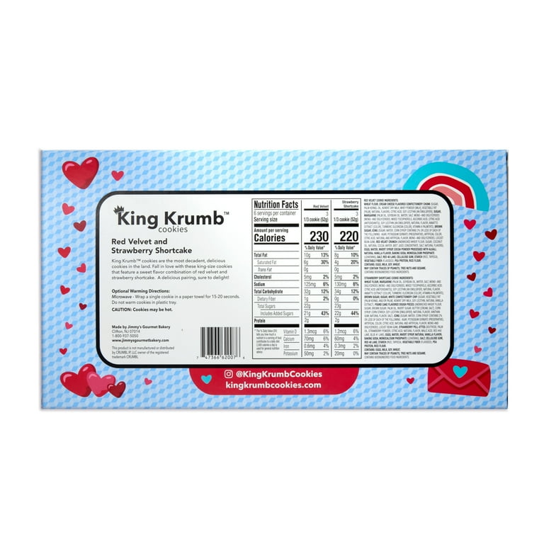 King Krumb Valentine's Red Velvet And Strawberry Shortcake Cookies, 2 Count, Ready To Eat