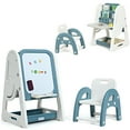 thumbnail image 1 of Gymax 2 in 1 Kids Easel Desk Chair Set Book Rack Adjustable Art Painting Board Blue, 1 of 10