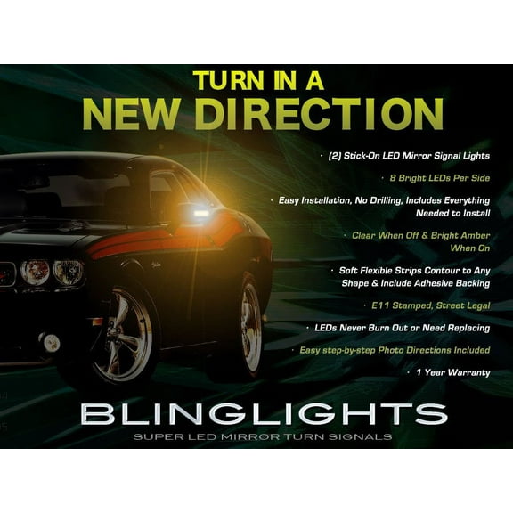 For Dodge Challenger LED Side Mirror Turn Signal Light Lamp Kit Set