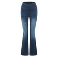 thumbnail image 5 of YDFCWXW Jeans for Women High Waisted Stretchy Flare Jeans with Pockets Trendy Crossover Pull On Flare Jeggings Dark Blue, S, 5 of 8