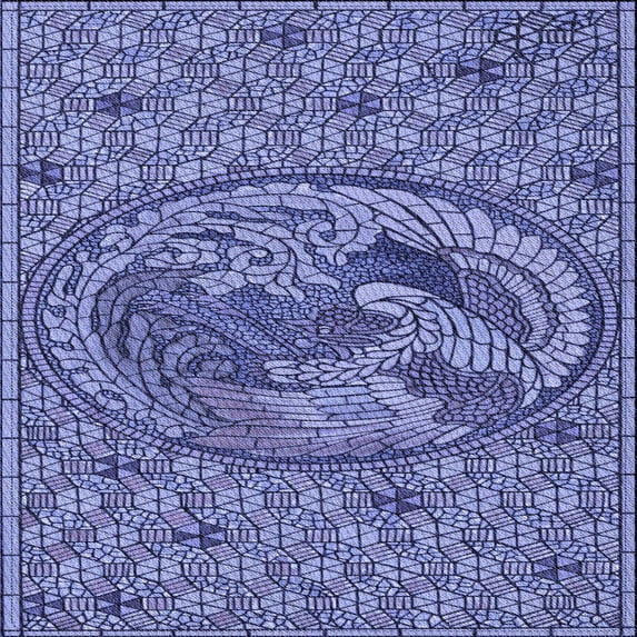 Ahgly Company Machine Washable Indoor Square Transitional Denim Blue Area Rugs, 4' Square