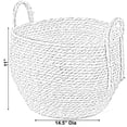 thumbnail image 4 of Vintiquewise QI003835.L Decorative Round Wicker Woven Rope Storage Blanket Basket with Braided Handles - Large, 4 of 6