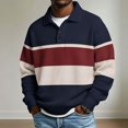 thumbnail image 3 of Horkkom Men Pullover Sweatshirt Fall Outfits Striped Sweatshirt Trendy Casual Sweatshirt M, 3 of 7