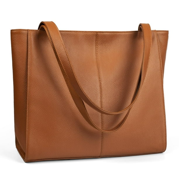 Bolso de hombro Befen de piel para mujer, color marrón coñac