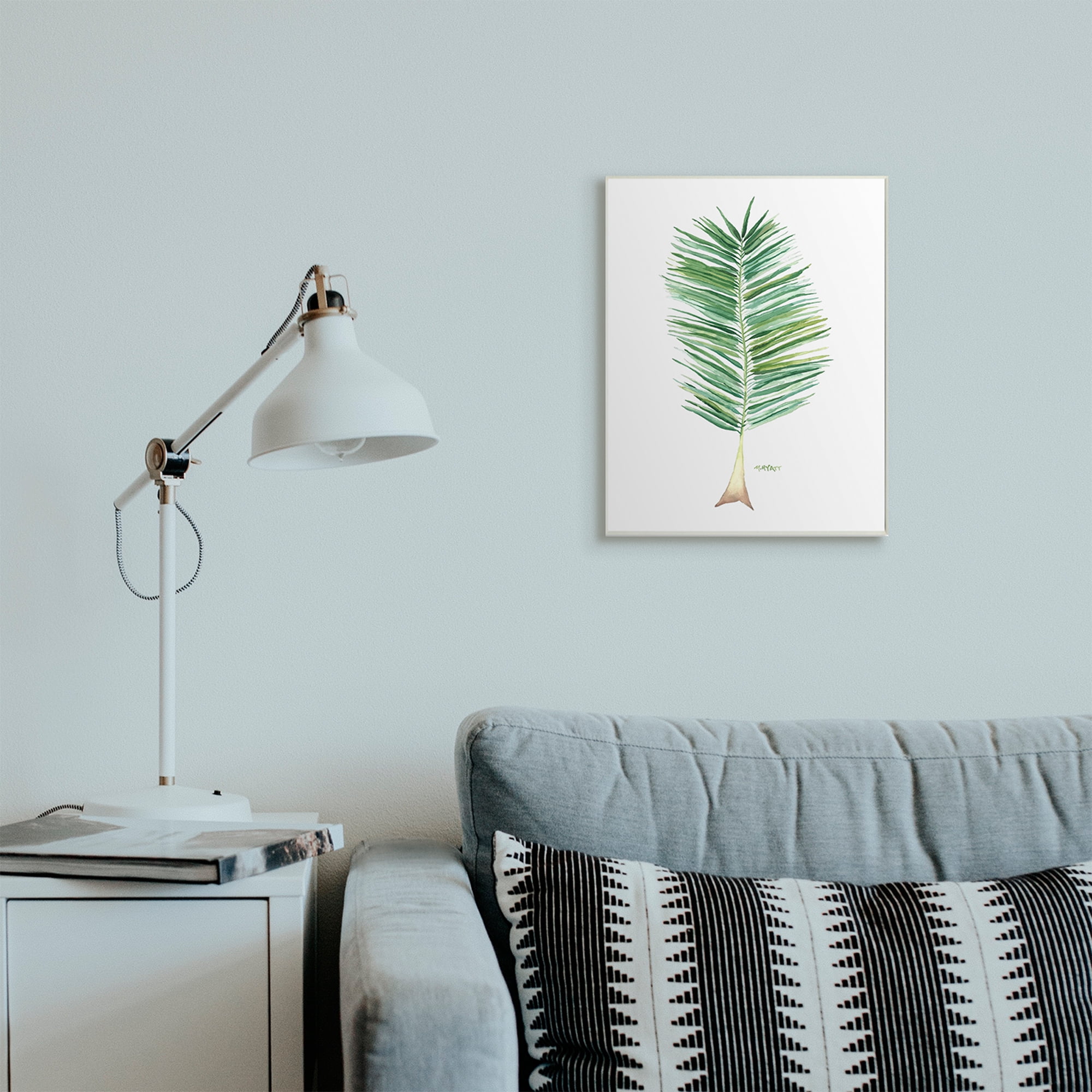 Stupell Industries Coconut Palm Fan Greenery Over White Wall Plaque, 13 x 19, Design by Melissa Hyatt LLC