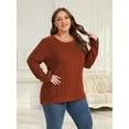 thumbnail image 7 of TEMOFON Plus Size Tops for Women Button Long Sleeve Tops Fall Lightweight Sweaters Casual Loose Fit Pullover Tops 5XL, 7 of 7