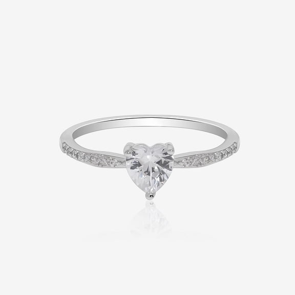 Spot Jewel 1.6 Ct Heart Cut Diamond Ring - 14K White Gold Plated Ring - Heart Shape Proposal Ring - Forever Diamond Ring for Women - Birthday Gift - Wedding Proposal Ring for Sister