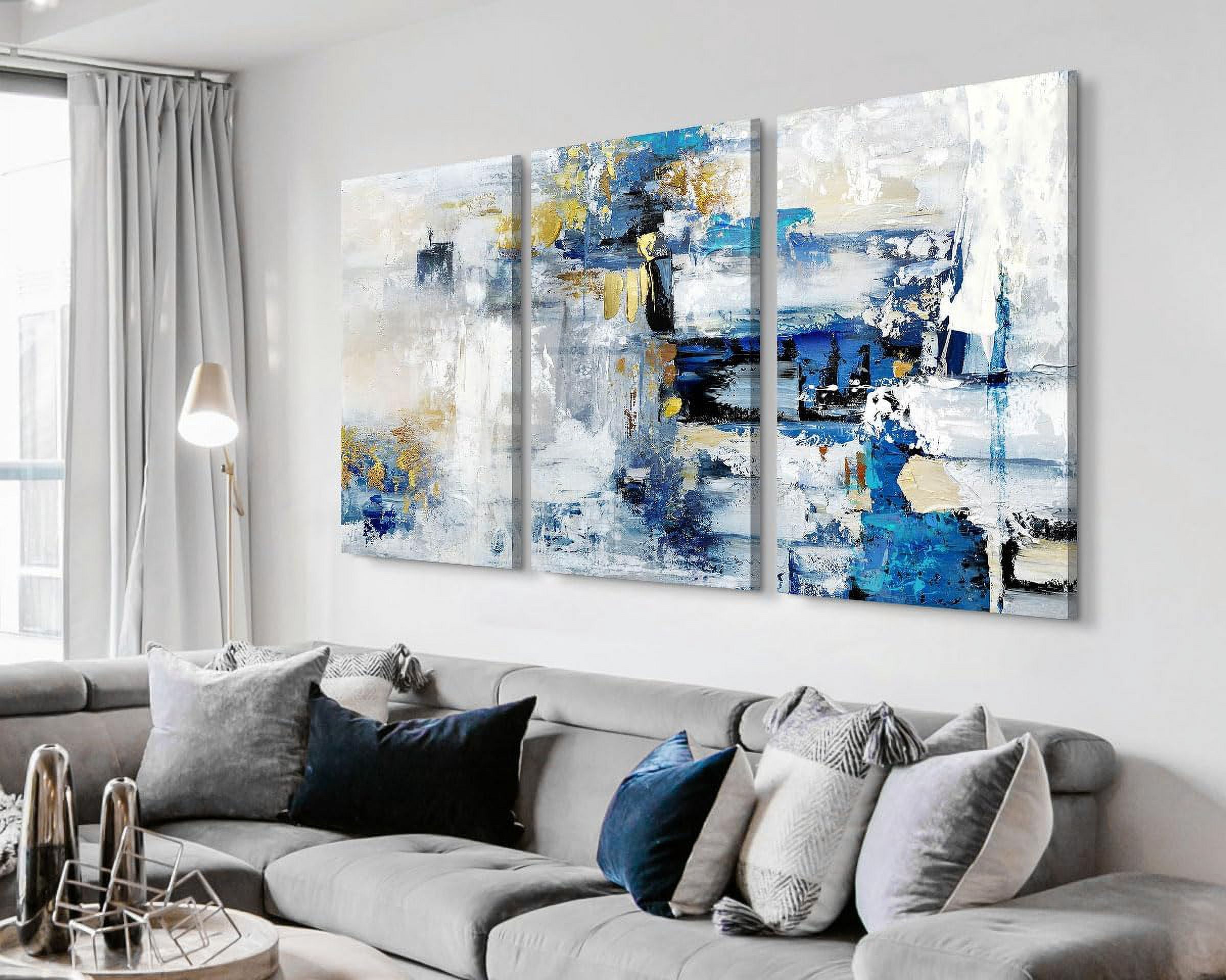Paintings Living Room Office Wall Art Large Canvas Wall Pictures Navy Blue Artwork for Walls Modern Art Wall Decor Abstract Painting Huge Wall Decorations Dining Room Bedroom Artwork