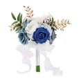 thumbnail image 2 of Ramo de rosas de seda para dama de honor, 11,4 pulgadas, hecho a mano, para boda Azul, 2 of 9