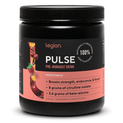 Legion Athletics Pulse Pre-Workout Supplement, Tropical Punch, Naturally Sweetened With No Added Sugar, 350mg Caffeine, 20 Servings, High Performance Energy & Focus Powder