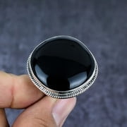 Black Onyx Oval Ring in 925 Sterling Silver – Handmade Vintage Statement Jewelry