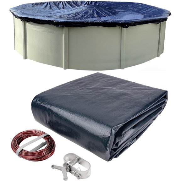 18’ ft. Round Pool Winter Cover for Above Ground Pools - 8-Year Warranty, Cold and UV Resistant, Weatherproof and Durable, Winch & Cable Included